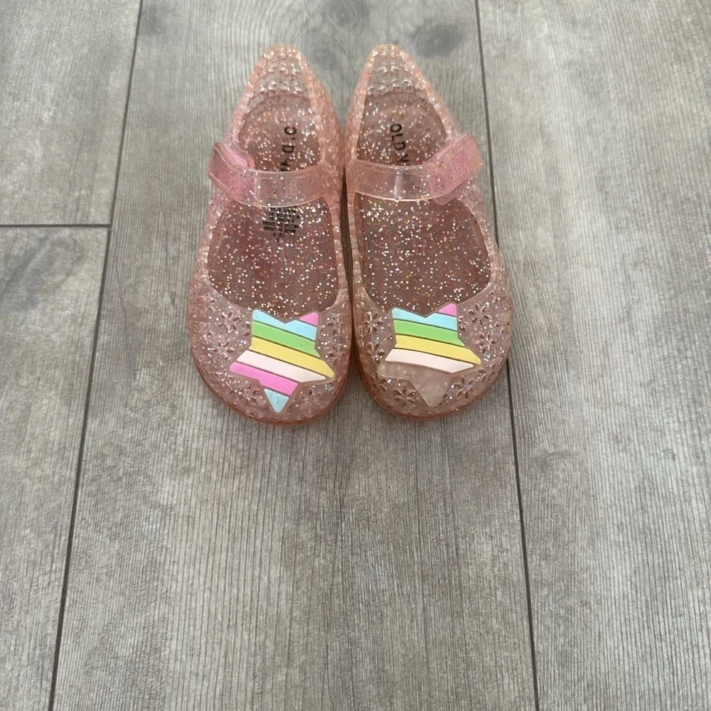 Old Navy Glitter Star Pink Jelly Sandals Shoes Toddler Girl Size 5